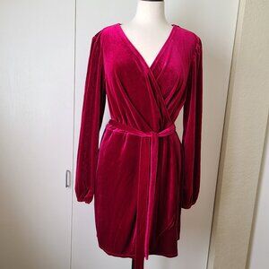 #23-  Nine West Size XL Red  burgundy mini with wrap belt